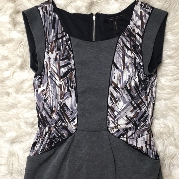 BCBG MAXAZRIA size small Cap sleeve gray midi dress with pattern detail - Picture 2 of 9